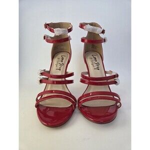 Lemon Drop By Privileged Red Patent Strappy Heels Stiletto Sandals Womens Size 9